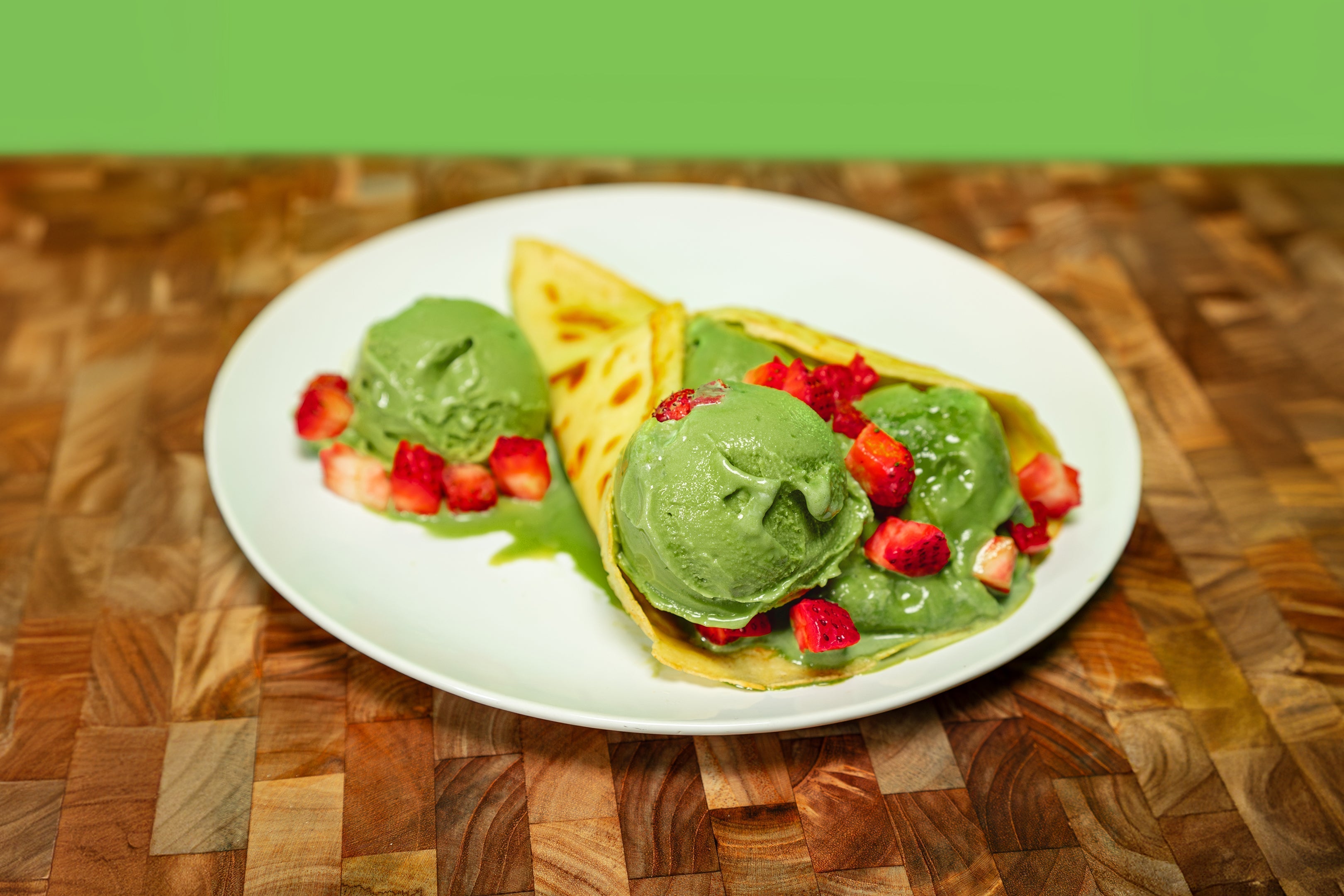 Matcha Protein Ice Cream Crepe-Boba Tea Protein
