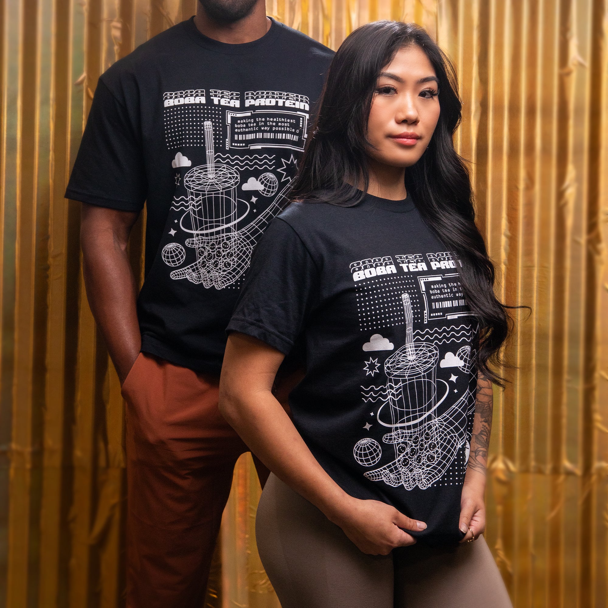 Black Retrowire T-Shirt-Boba Tea Protein