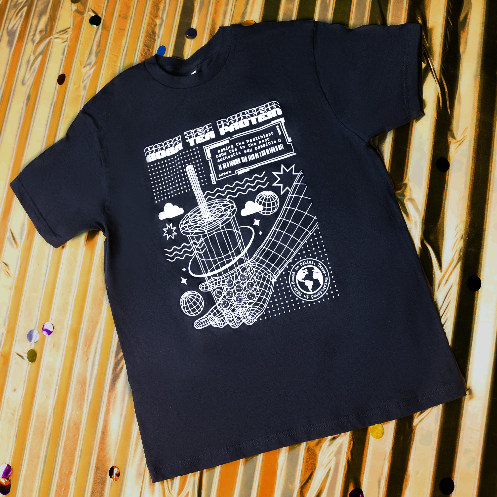 Black Retrowire T-Shirt-Boba Tea Protein