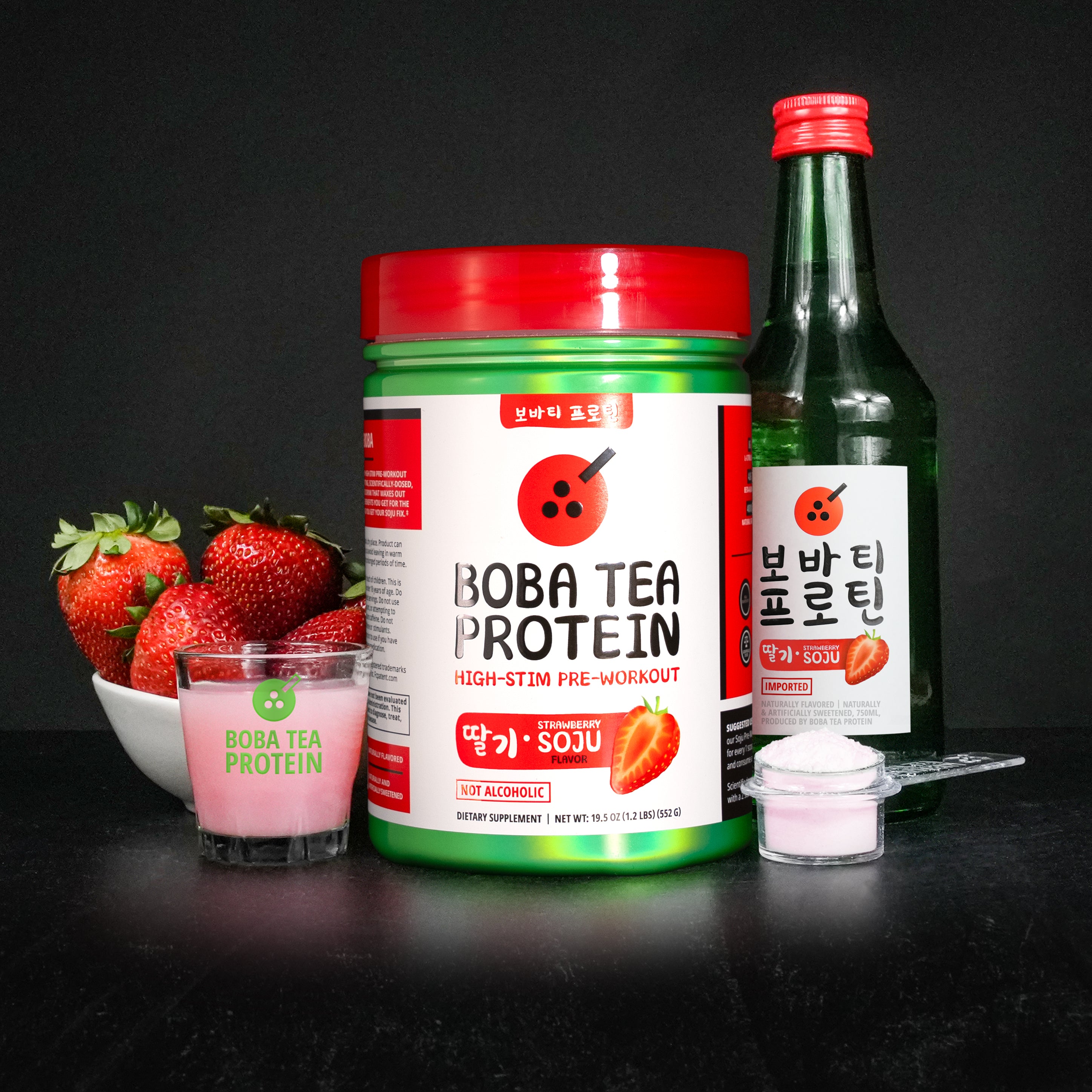 Strawberry Soju High Stim Pre-Workout-Boba Tea Protein