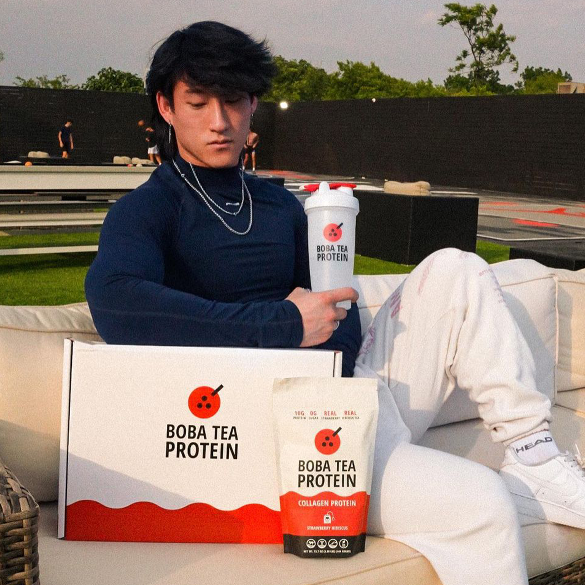 Strawberry Hibiscus Collagen-Boba Tea Protein