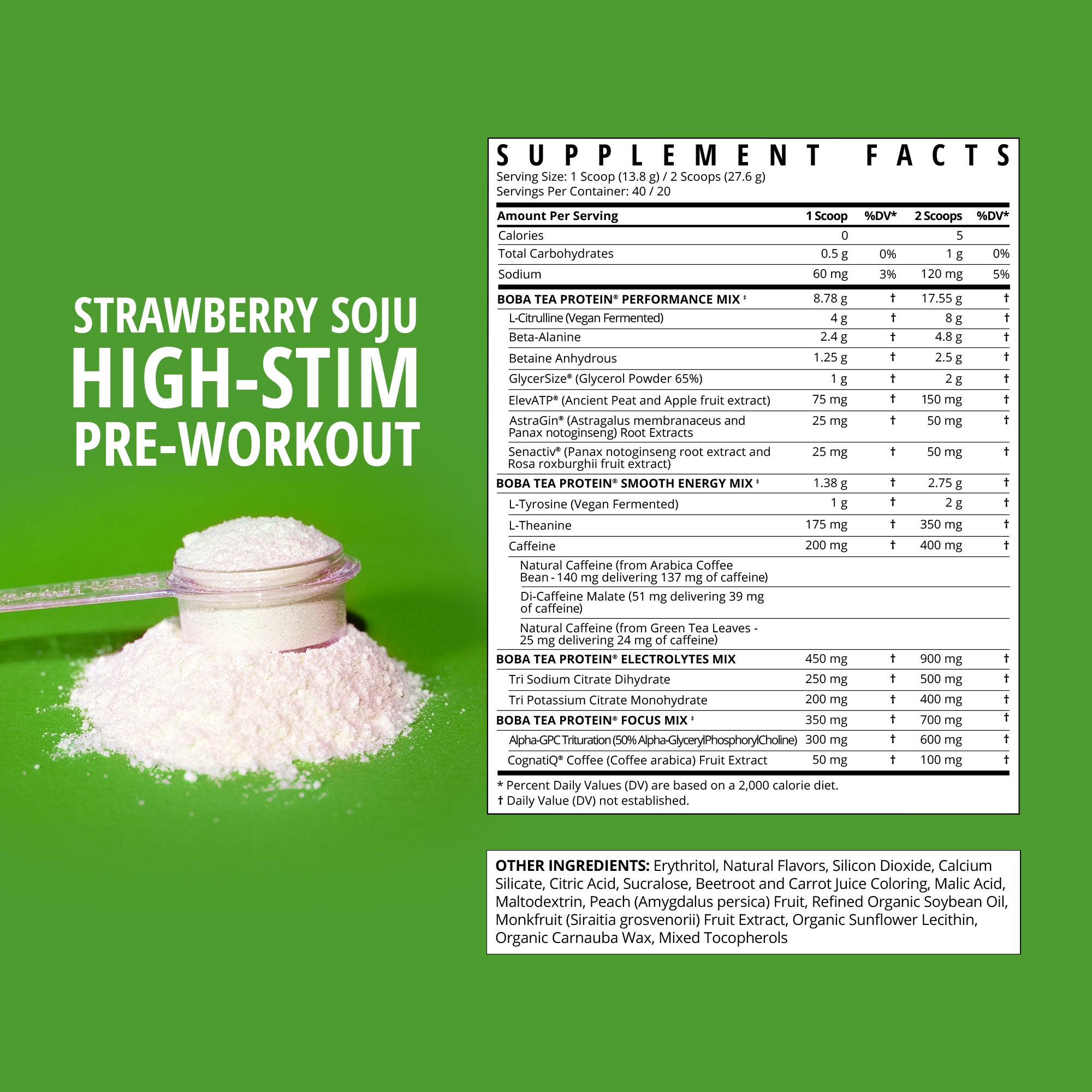 Strawberry Soju High Stim Pre-Workout-Boba Tea Protein