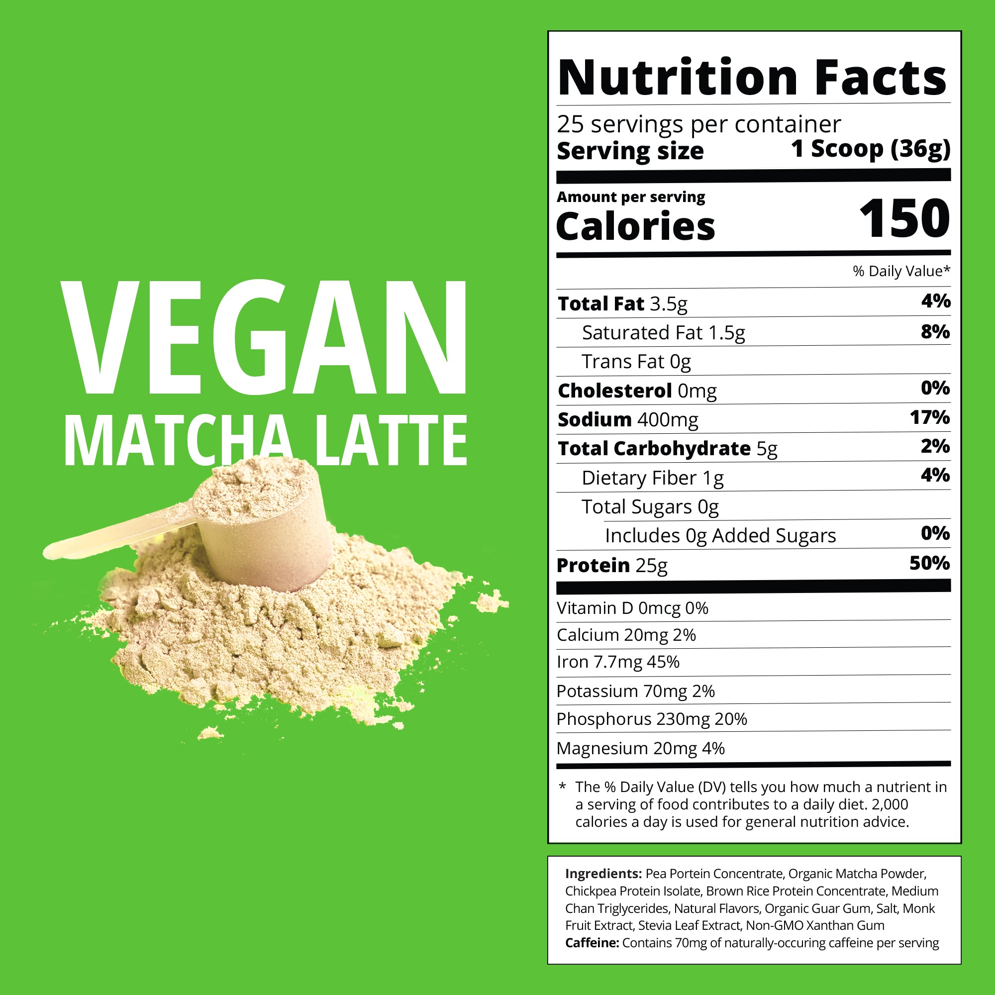 Matcha Latte Vegan Protein-Boba Tea Protein