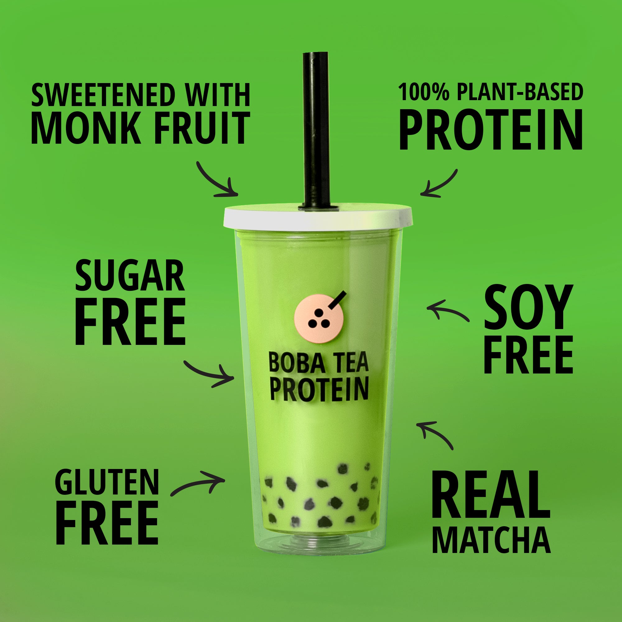 Matcha Latte Vegan Protein-Boba Tea Protein