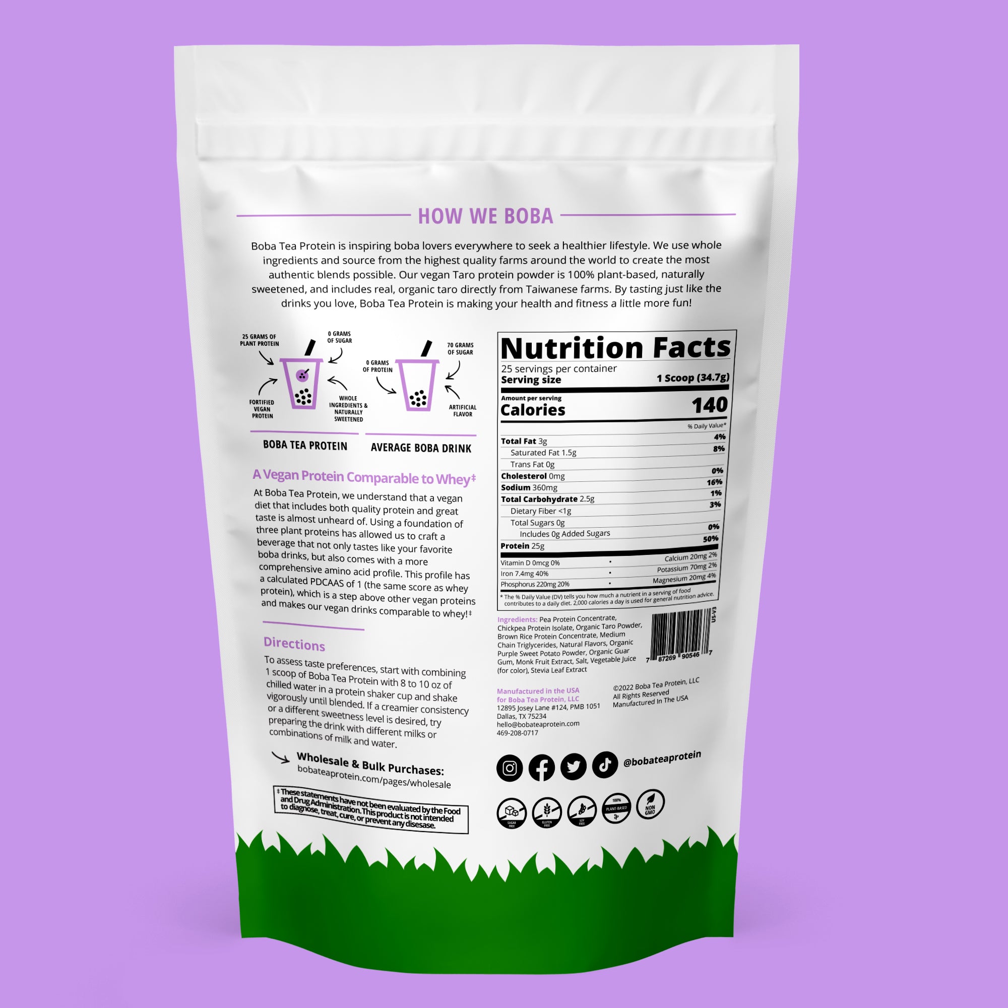 Taro Milk Tea Vegan Protein-Boba Tea Protein