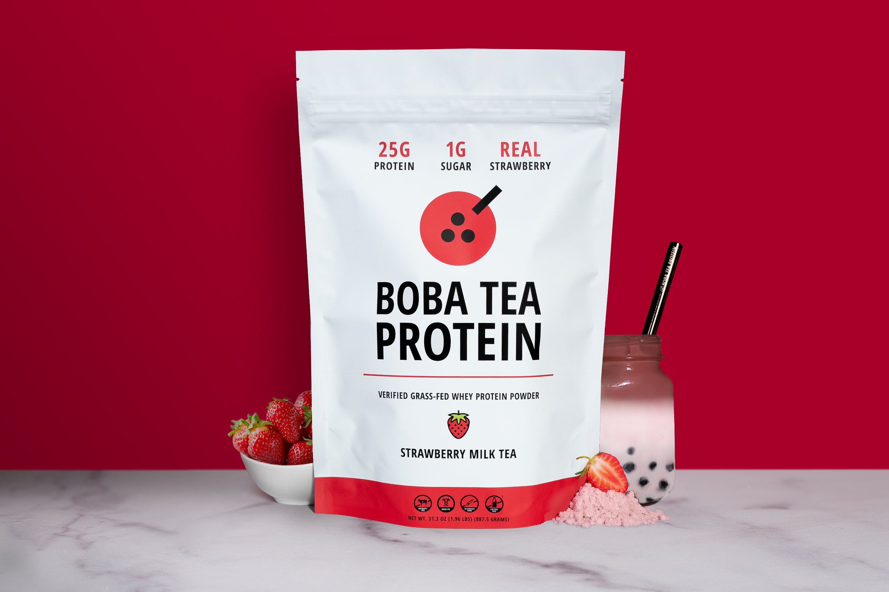 Strawberry Milk Tea Whey Protein-Boba Tea Protein