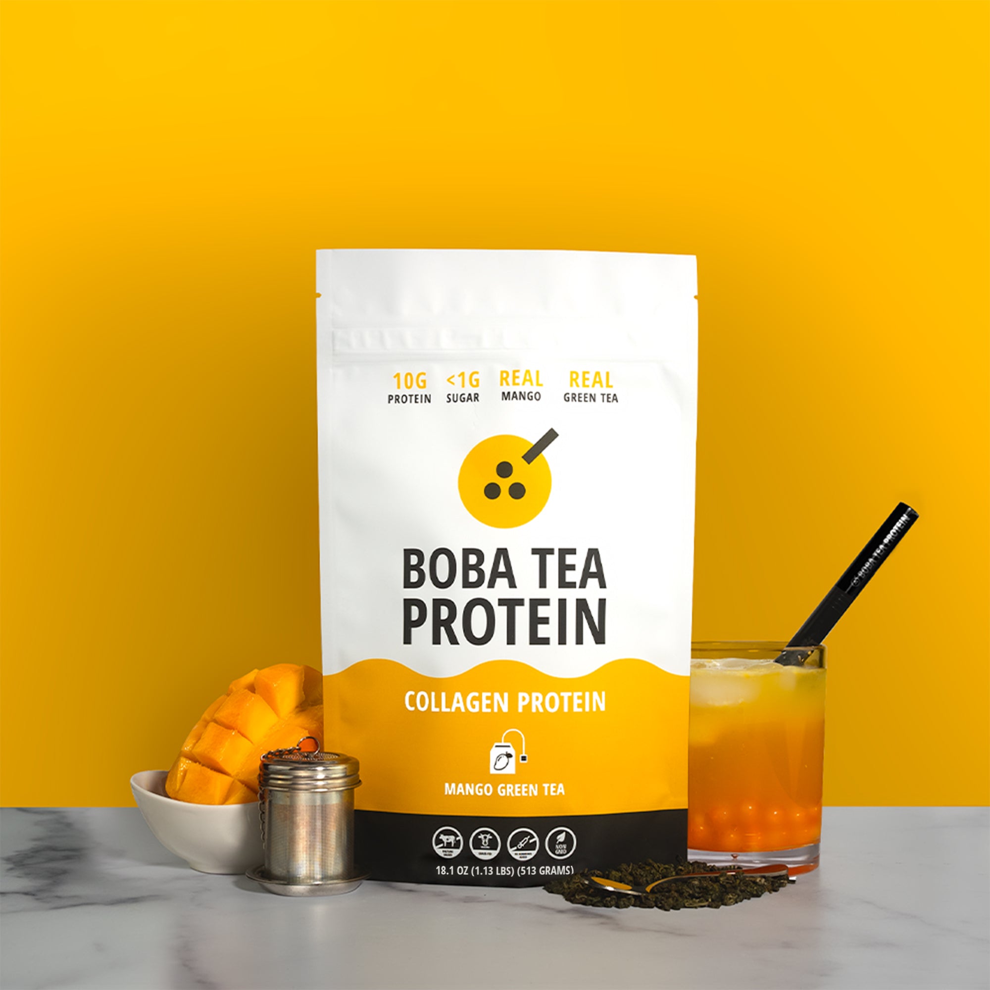 Mango Green Tea Collagen-Boba Tea Protein